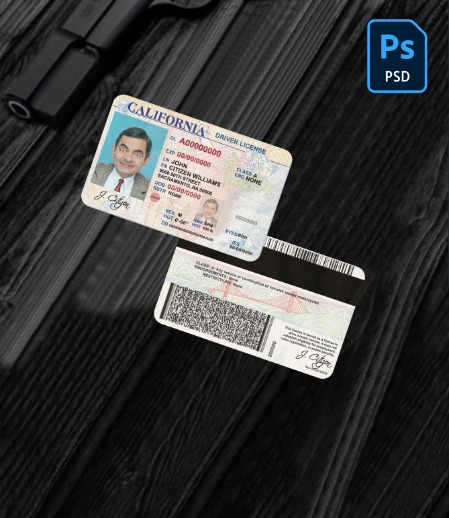 USA state California driver license PSD